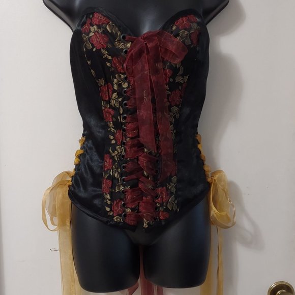 May Faire Moon Over Bust Boned Corset Custom Corset Goth Corset Rose Embroidered - Picture 6 of 15